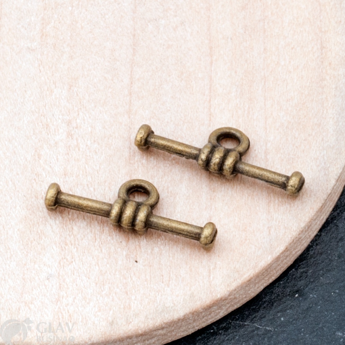 ОПТ (200 шт) Палочка тоггла, бижутерный сплав, цвет бронза, р-р 15х6х1мм, отв 1мм.