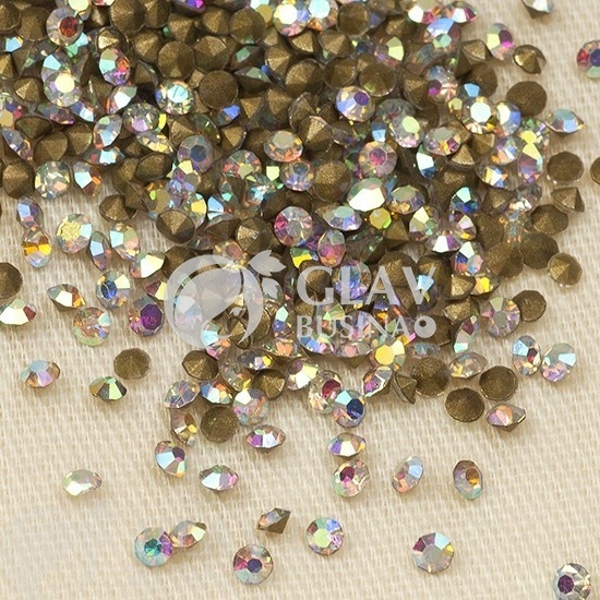 ОПТ (10 упак) Стразы ювелирные, хрусталь, бесцветные с радужным покрытием, ss9 (2.7мм), цена за 40 шт.