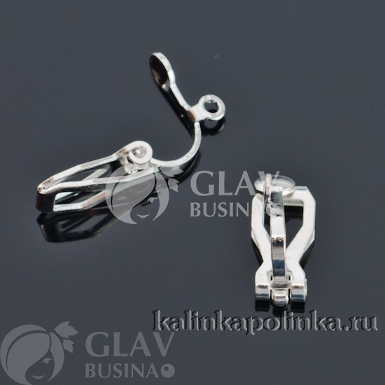 ОПТ (100 пар) Уценка (дефект покрытия) Основы для клипс с петелькой латунные, цвет серебро, р-р 13х10х6мм.