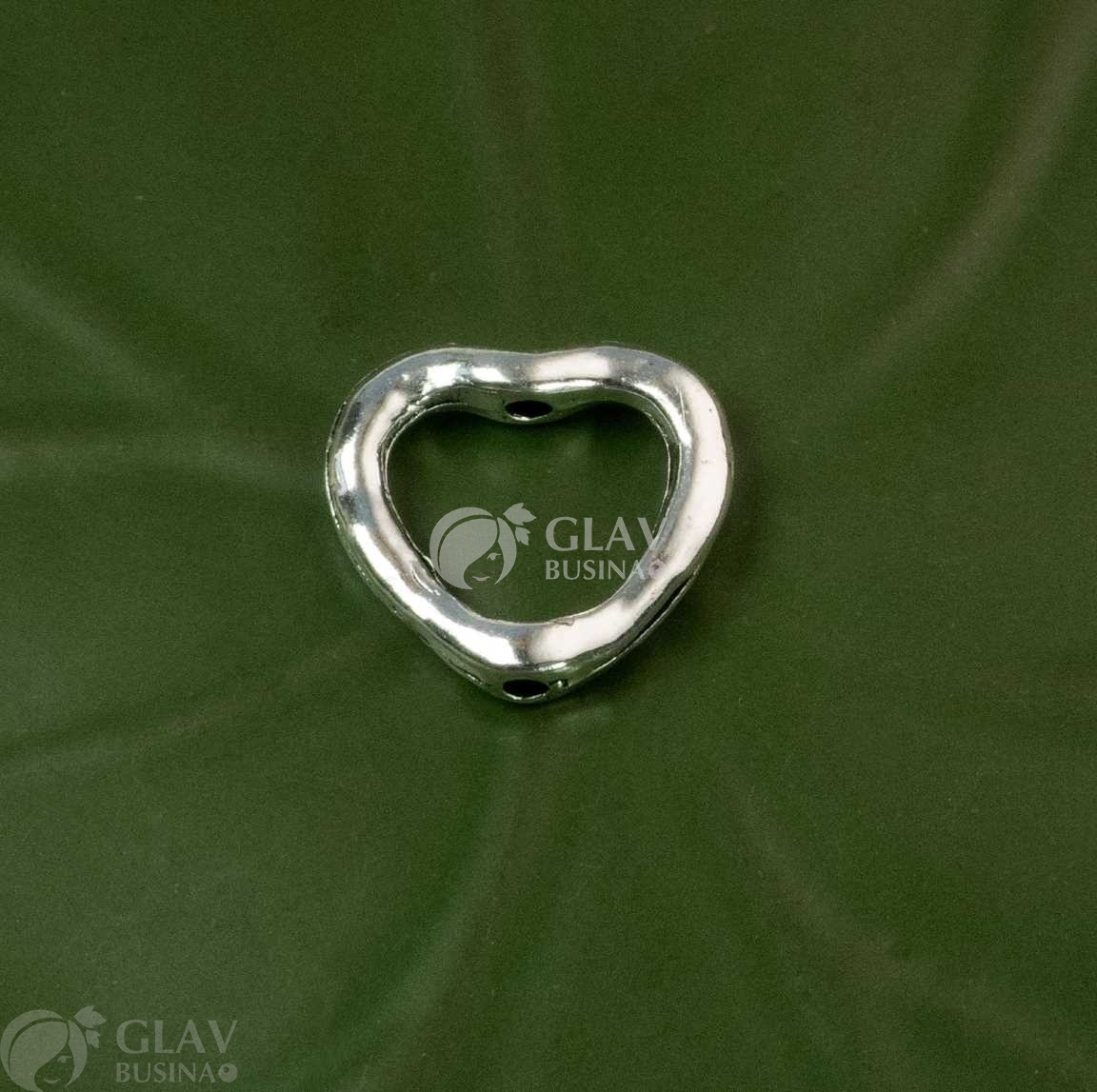 ОПТ (50 шт) Рамка для бусины до 8мм, сердце, р-р 13.5х14мм, отв-е 1.5мм, бижутерный сплав, цвет серебро.