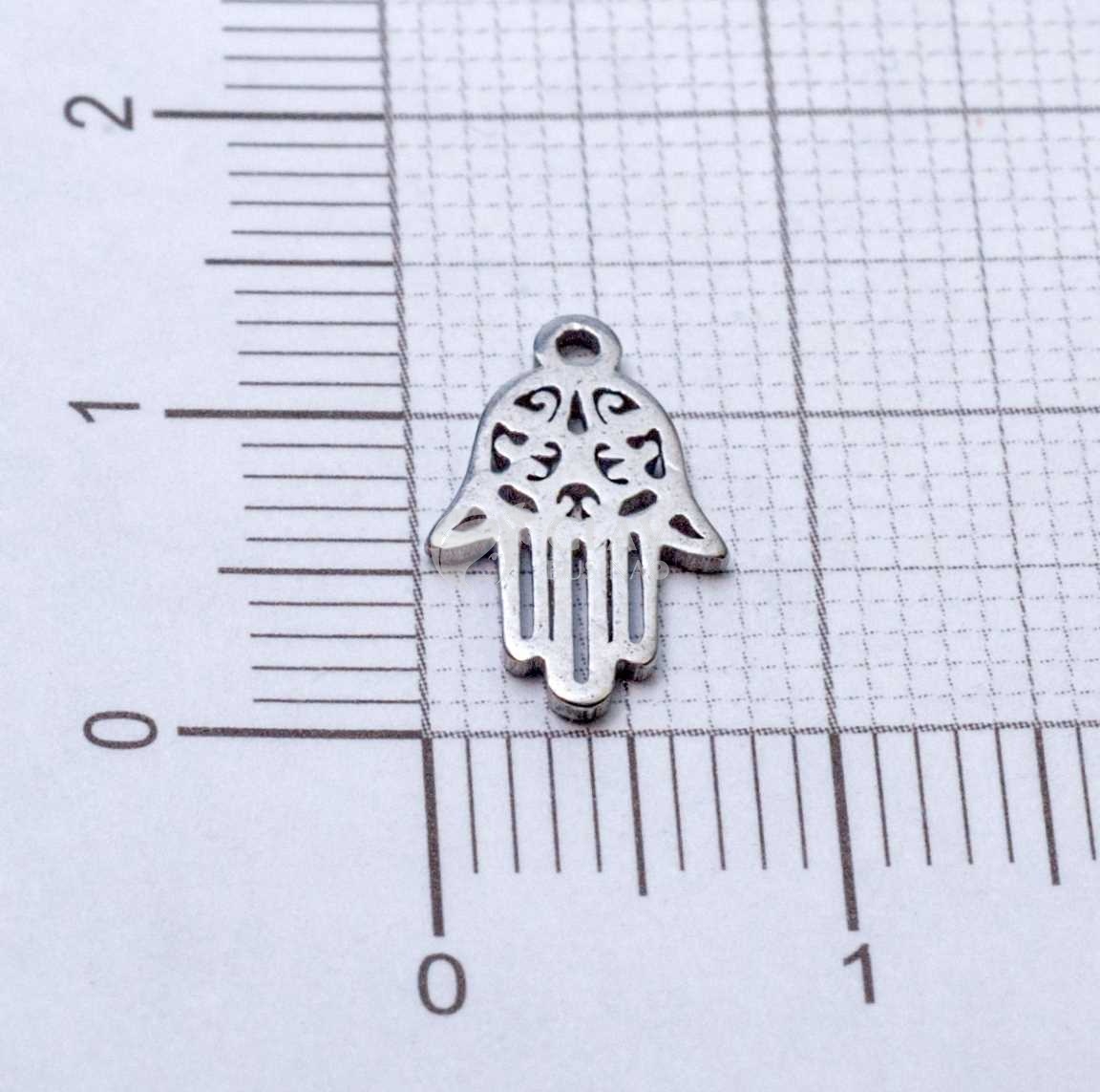 Хамса, малая стальная подвеска, р-р 12х8х0.8 мм, отв-е 1 мм.