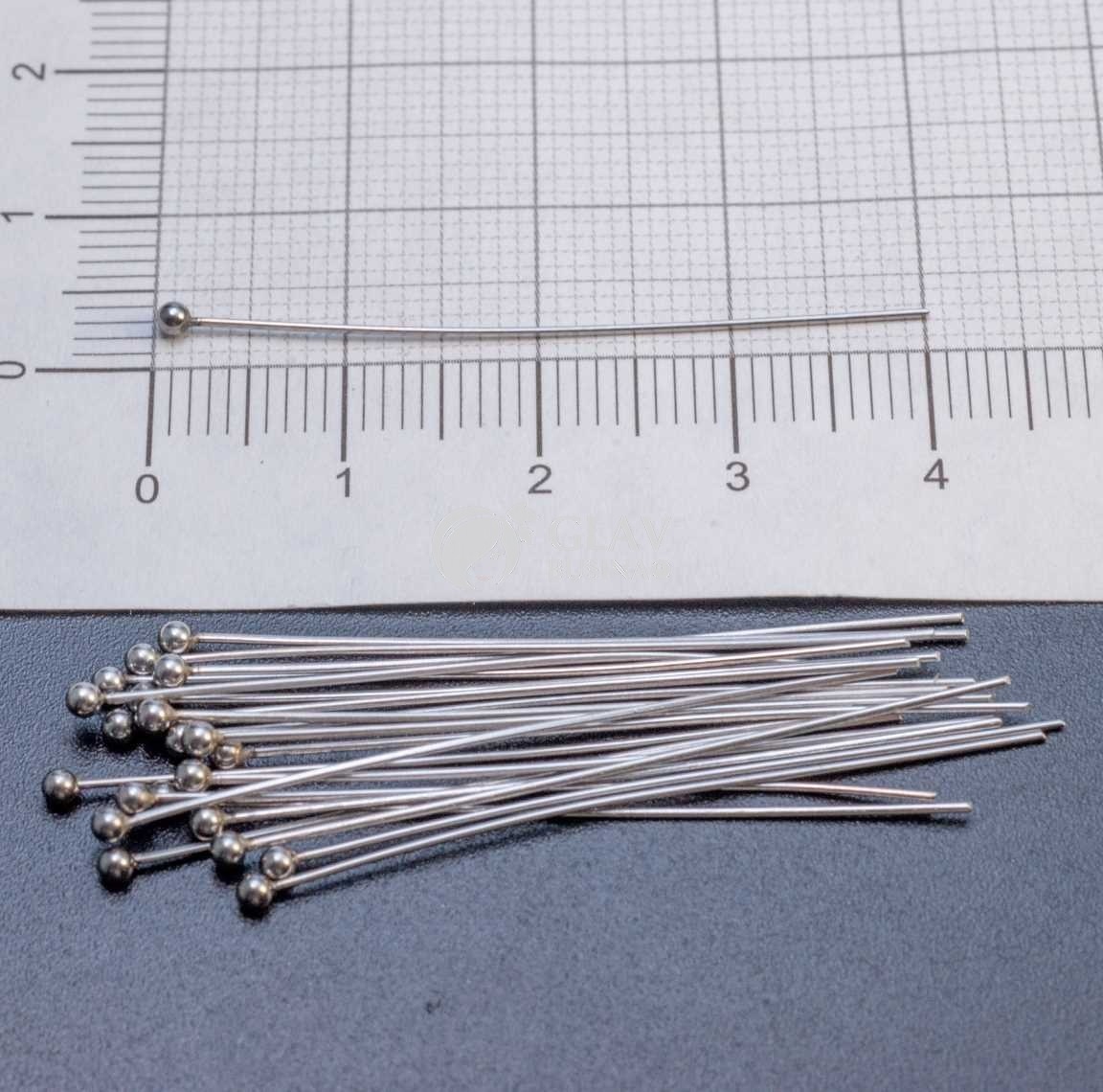 ОПТ (200 шт) Штифты из хирургической стали с шариком, р-р 40х0.5мм, диам. шарика 2мм.