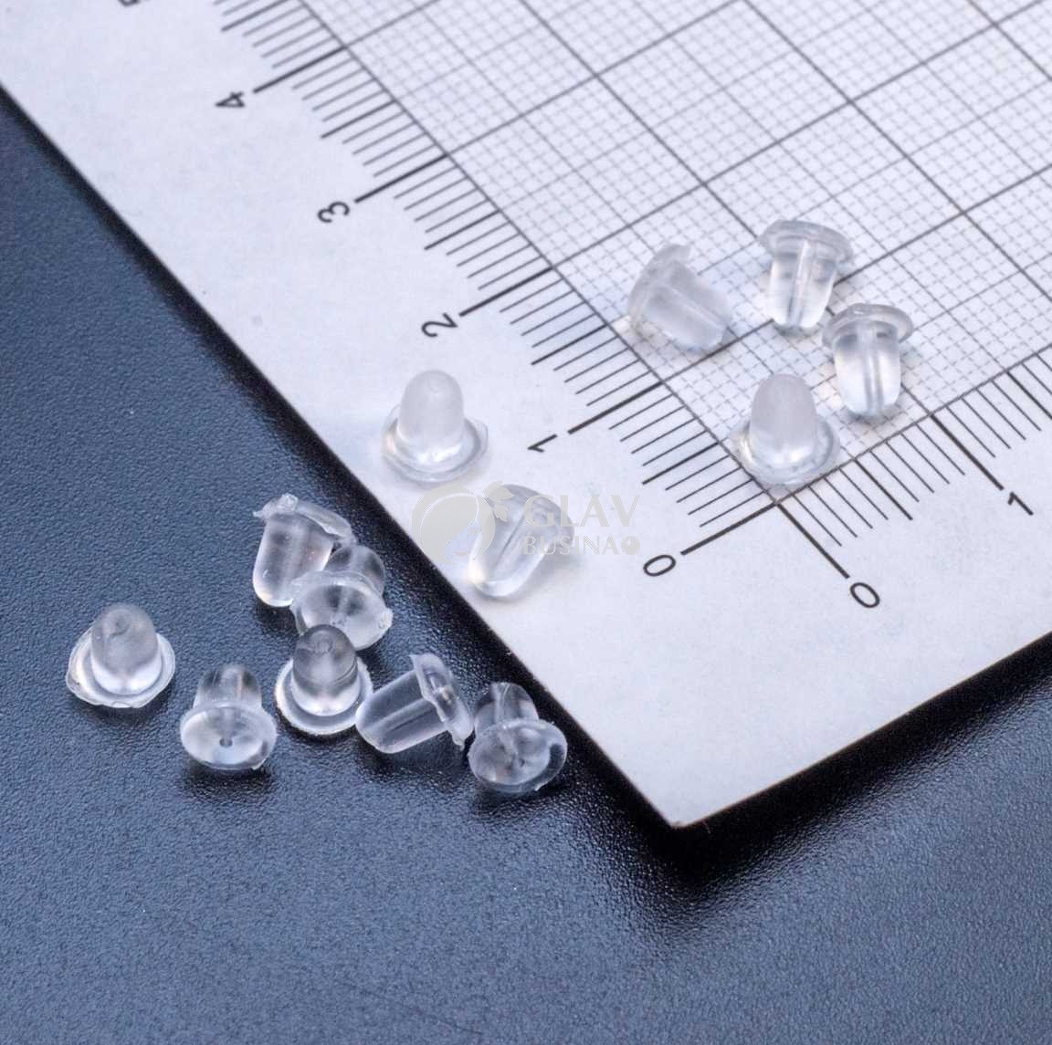 ОПТ (500 пар) Заглушки для сережек эластичные силиконовые, р-р 5х5мм, бесцветные, для швенз 0.5-1мм.