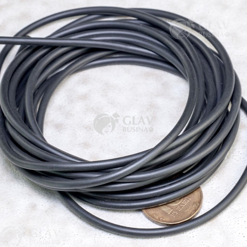ОПТ (100 метров) Шнур каучуковый, черный, матовый, эластичный, без отверстия, диам. 3мм.
