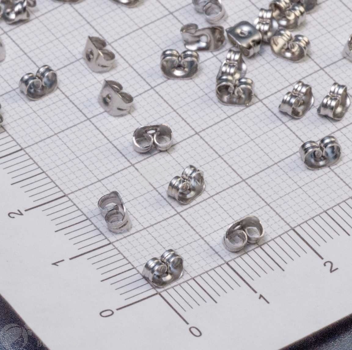 ОПТ (200 пар) Заглушки для сережек с округлым краем, р-р 3.5х5х3мм, хирургическая сталь.