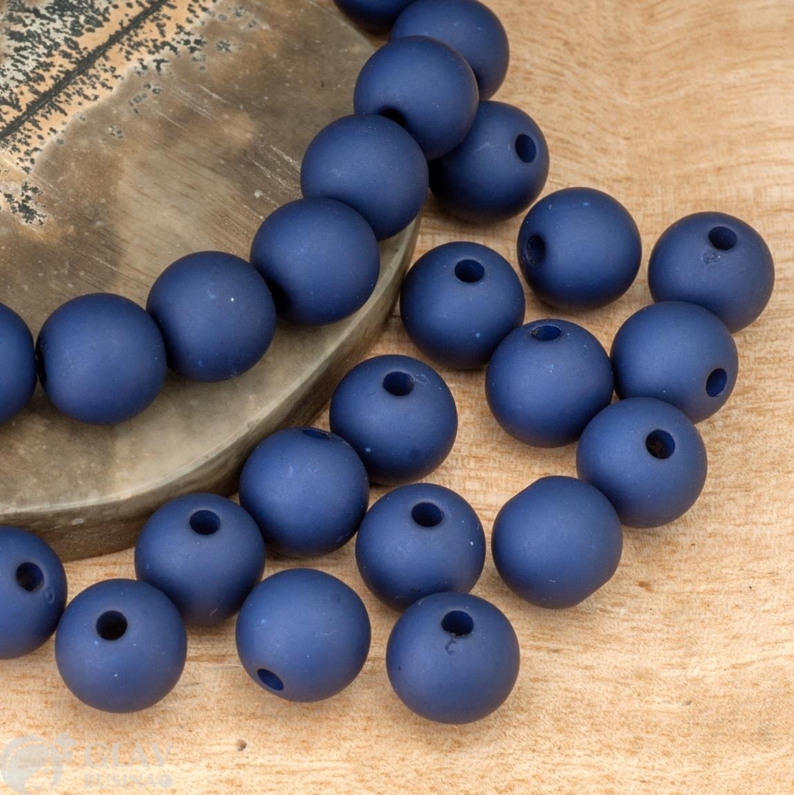ОПТ (100 бусин) Бусины акриловые не прозрачные матовые шарики, цвет ночной синий, 10мм, отв. 1,5мм.