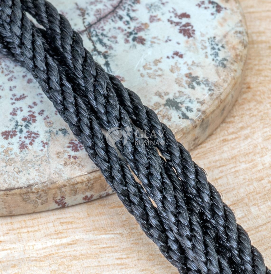 ОПТ (100 шт) Основа для колье из плотного черного полиэстрового шнура Корейский шелк, шнур 3ммх44см, замочек из бижутерного сплава 12 мм, железная удлинительная цепочка 45мм, цвет покрытия платина.