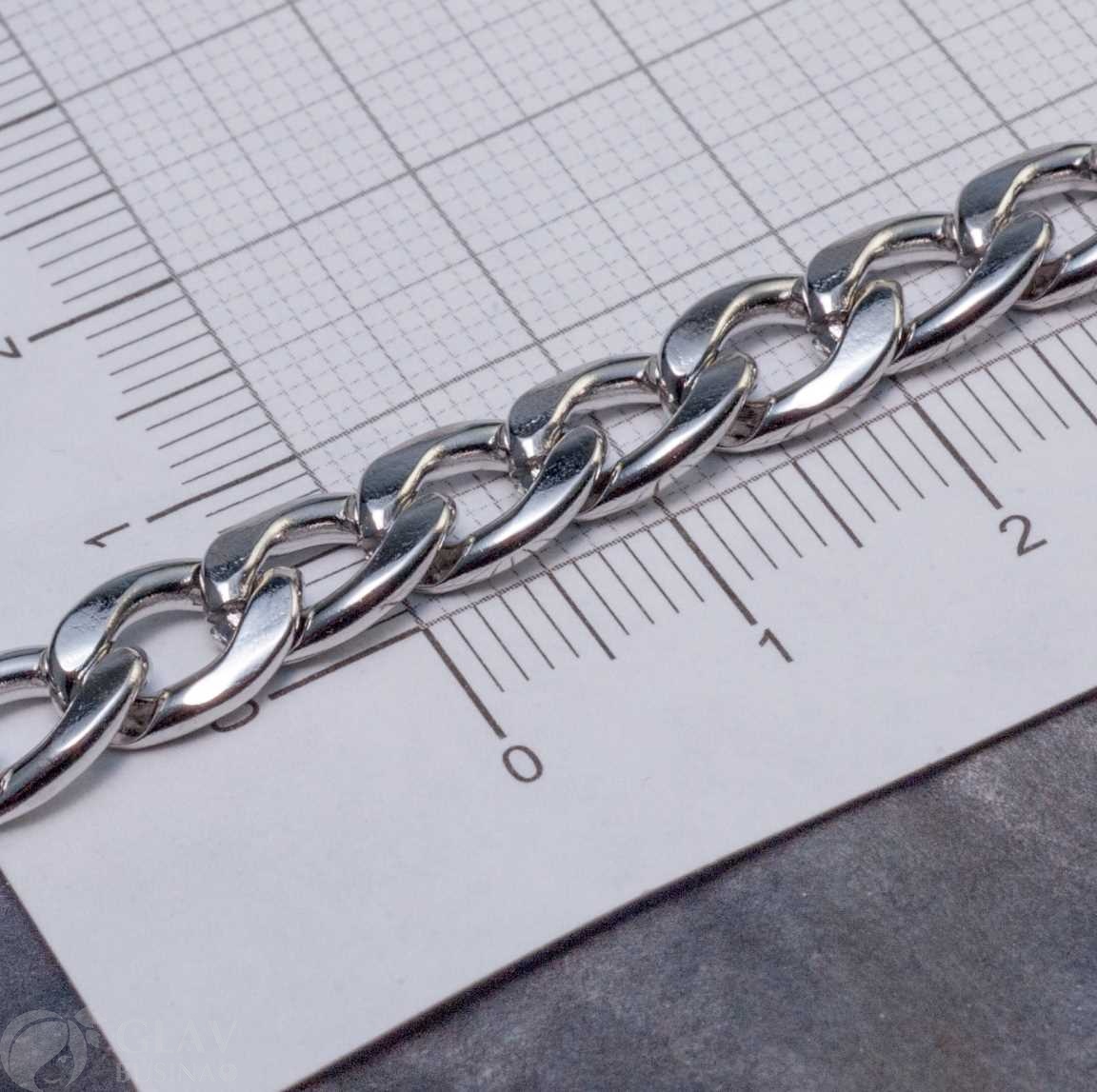 Цепочка твист плоский, 10х7х1мм, не паяная, нерж. сталь, цвет стальной, катушка 2 м.