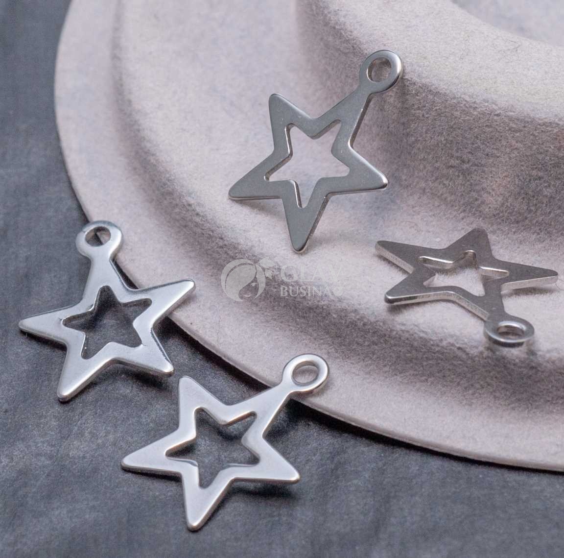 Контур звезды, стальная подвеска, р-р 17х14х0.8 мм, отв-е 1.8 мм.