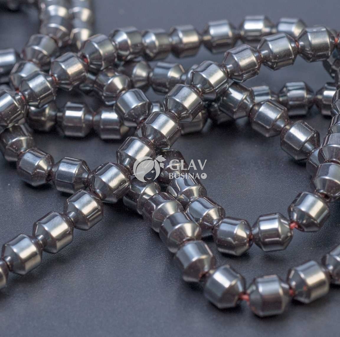 ОПТ (100 бусин) Бусина немагнитного гематита, средний фонарик, р-р 6х6.5мм, отв 1мм.