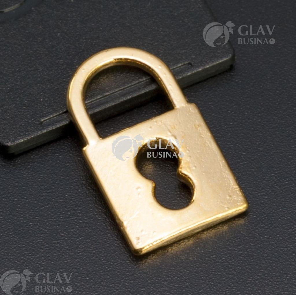 ОПТ (100 шт) Подвеска Замочек, двусторонняя, р-р 19х11х2мм, отв-е 6.5х7мм, бижутерный сплав, цвет золото.