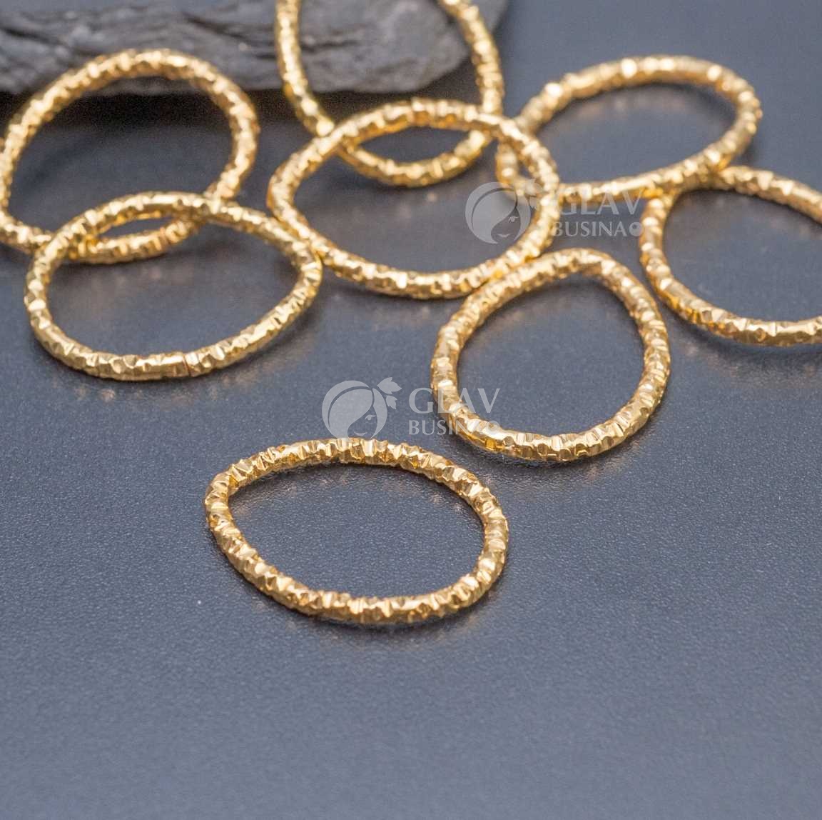 Коннекторы-капли с насечками, 18х14х1.6 мм, цвет желтое золото, закрытые, железные.