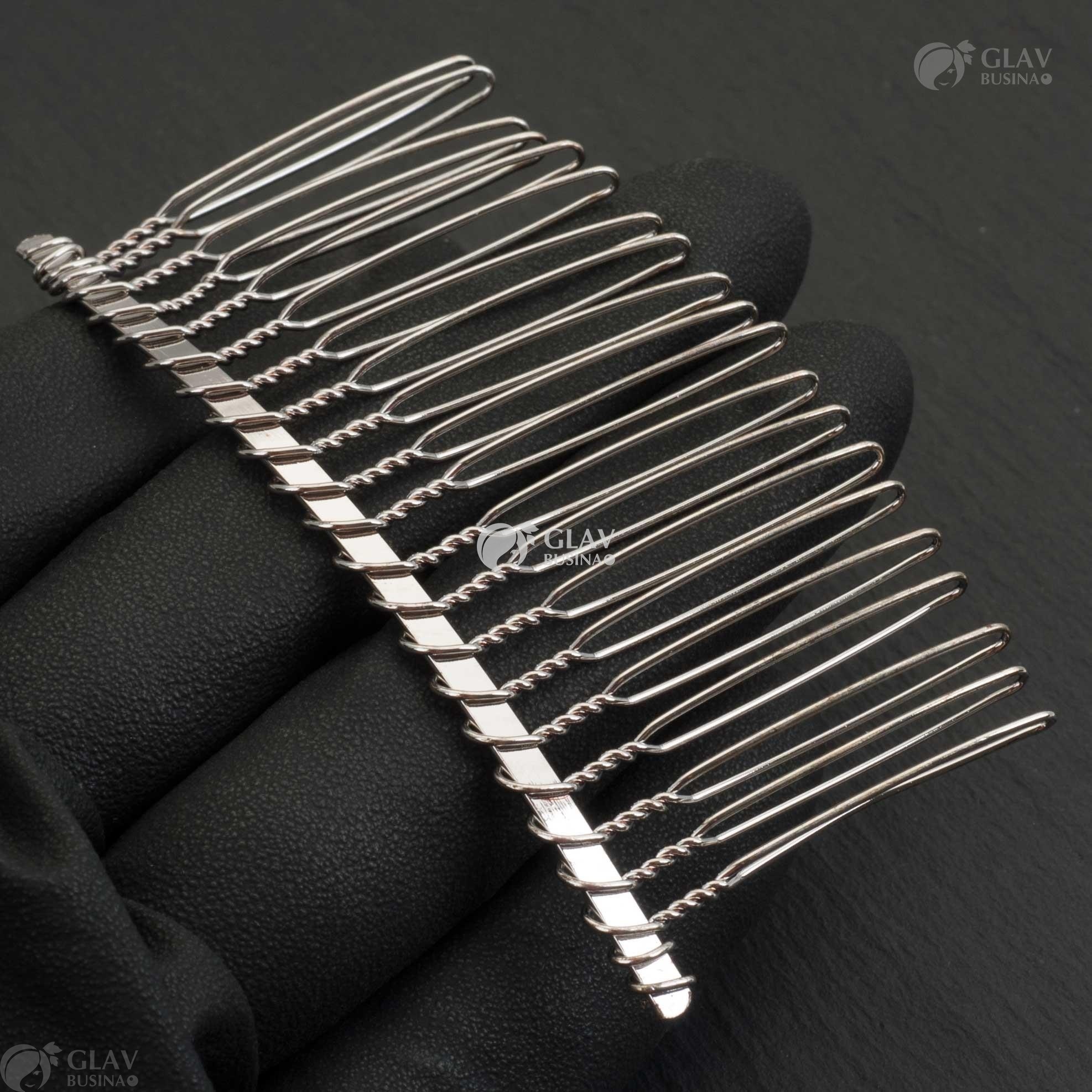 ОПТ (50 шт) Основа для гребня железная, р-р 76х37мм, цвет платина.