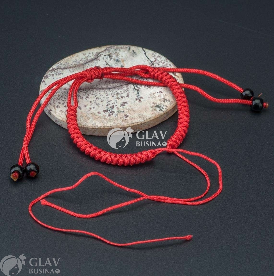 ОПТ (50 шт) Основа для браслета из красного полиэстрового шнура, шнур 5мм х 28см, регулируется до 13см, на скользящем узле.