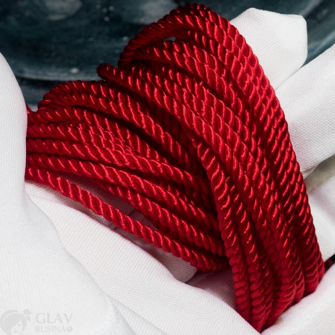 ОПТ (50 метров) Алый мягкий витой шнур для колье и браслетов, полиэстровый, толщина 3 мм.