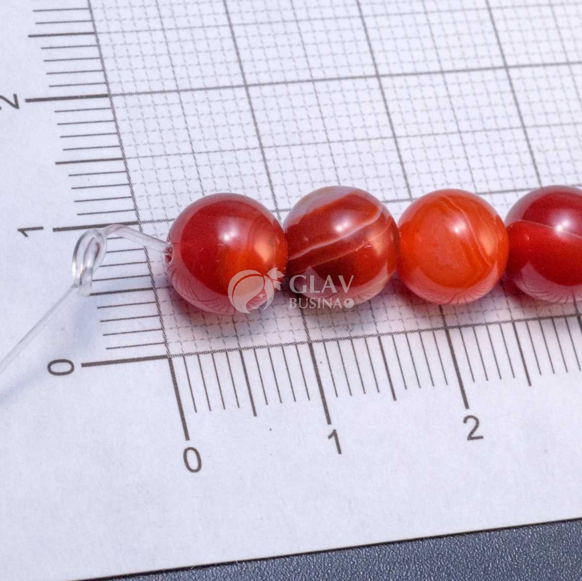 ОПТ (5 ниток) Нитка гладких полупрозрачных кракелированных бусин агата, шар, 8мм, отв 1,6м, цвет тонирования тигровая орхидея (красно-коричневый), в нитке 23 бусины / 18см.