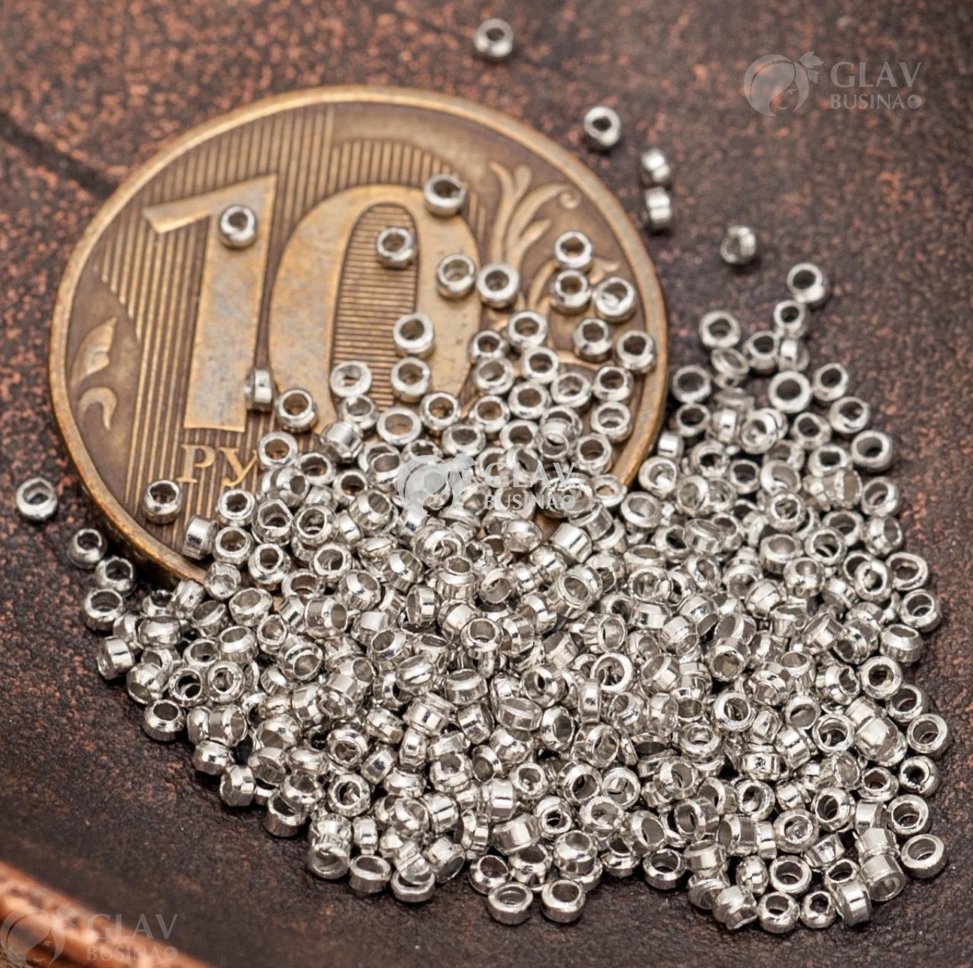 ОПТ (50 упак) Зажимные бусины латунные, круглые, р-р 1.5х1мм, отв-е 0.8мм, цвет платина. Упаковка 200 шт.