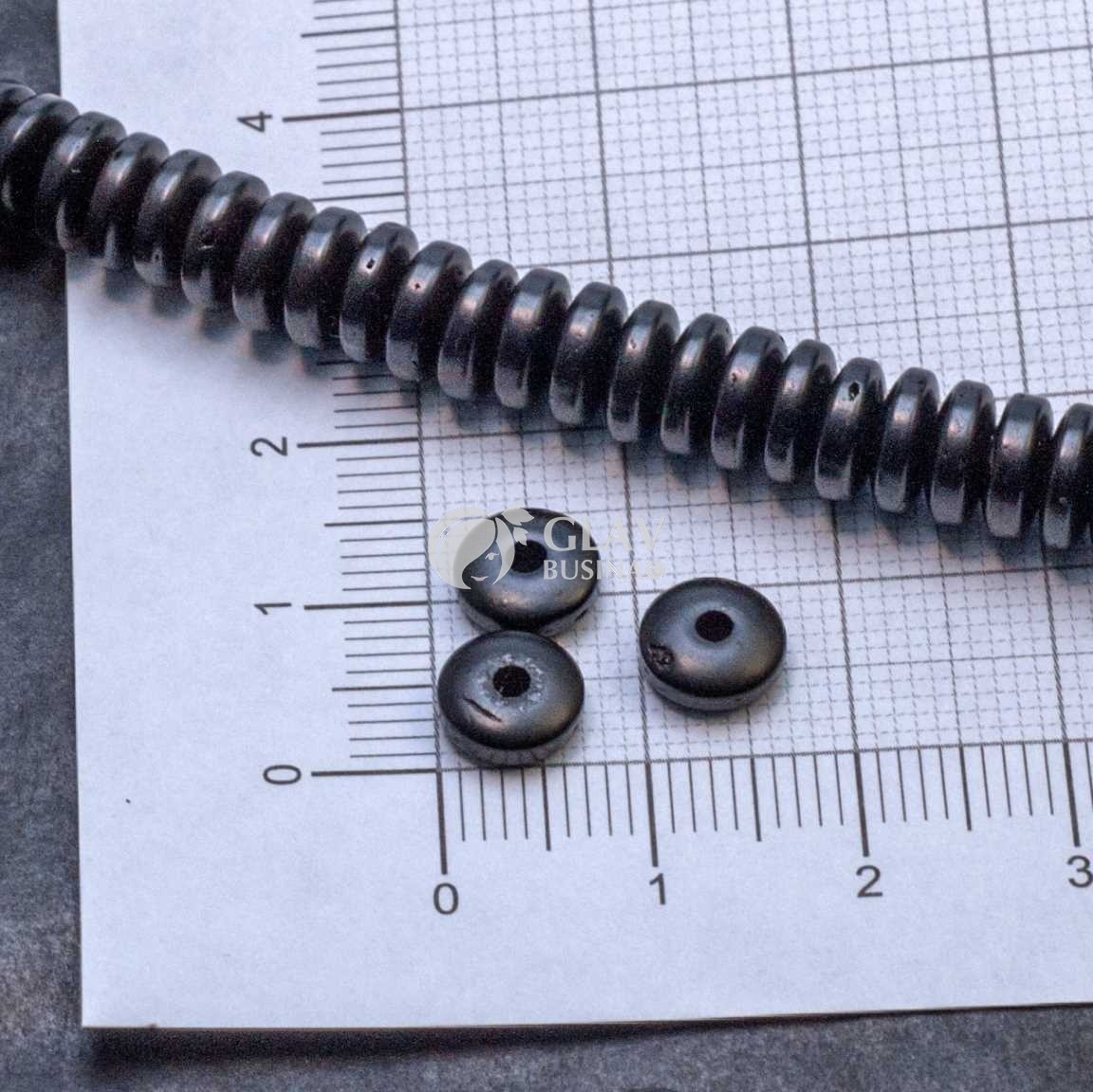 ОПТ (300 бусин) Бусины-хейши из оболочки кокосового ореха, р-р 7х3мм, отв-е 1,5мм, цвет черный.