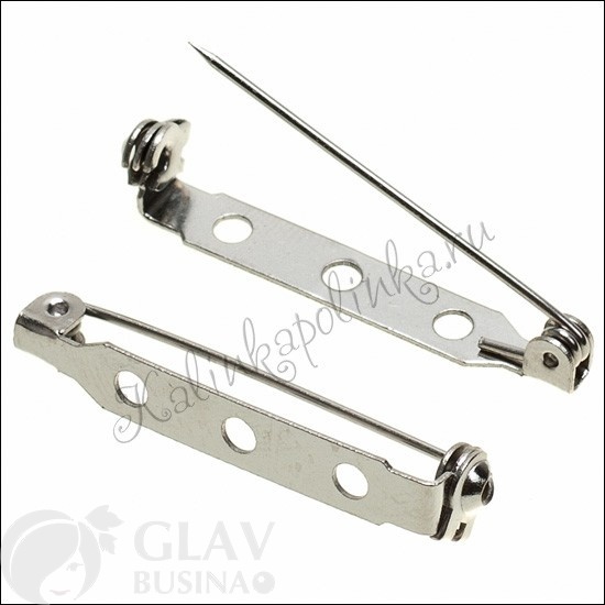 ОПТ (50 шт) Основы для брошей роторные, железные, цвет платина, 38х5х7мм.