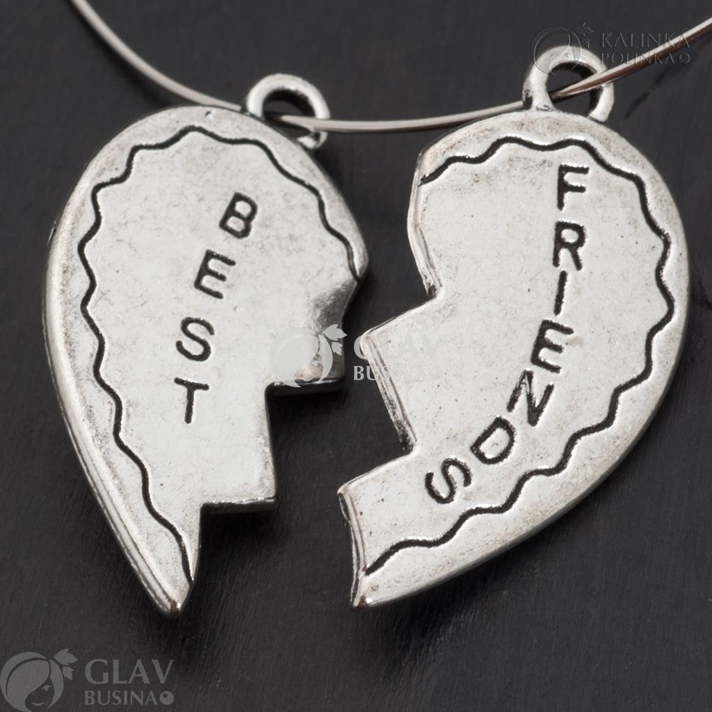 ОПТ (20 наборов) Подвески парные Best Friends, длина 28ммм, отв-е 1.2мм, бижутерный сплав, цвет черненое серебро.