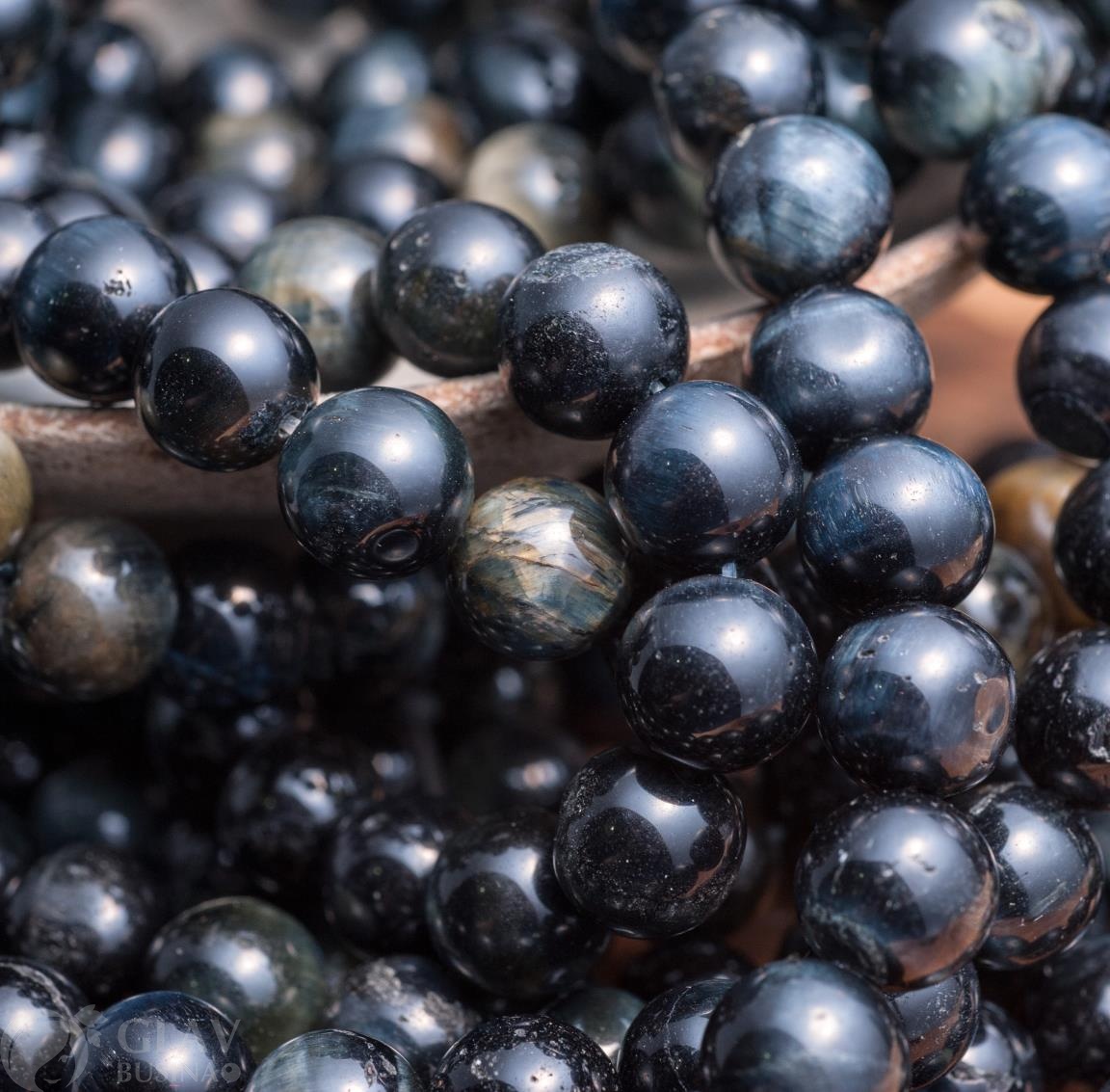 ОПТ (20 бусин) Черный соколиный глаз, гладкая бусина с естественными неровностями, шар, 10мм, отв.1,2мм.