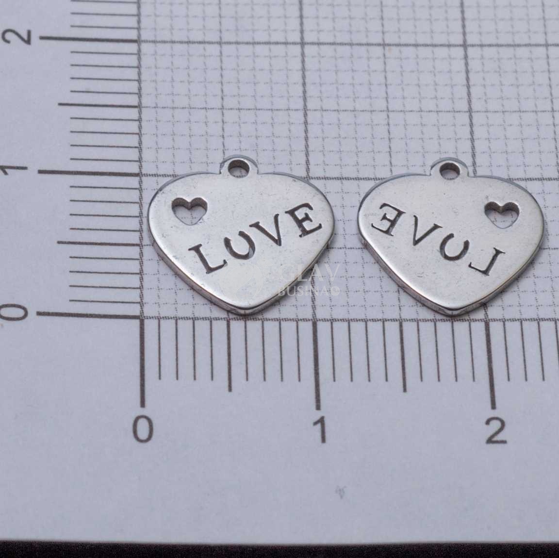 Стальная подвеска, сердечко, "love", р-р 11х11х0.8 мм, отв-е 1 мм.