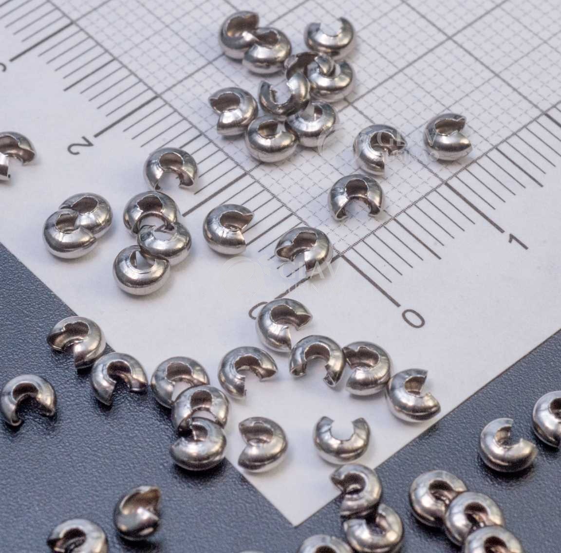 Шапочки для кримпов из хирургической стали, под кримп до 1.8 мм, р-р 4х3 мм, цвет стальной.