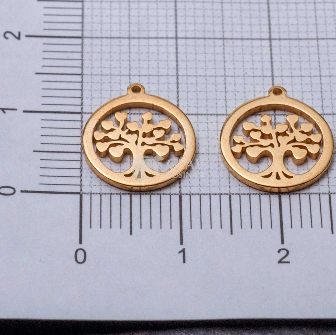 Древо любви, стальная подвеска, натуральная позолота 18k, р-р 13х12х1мм, отв-е 0.8мм.