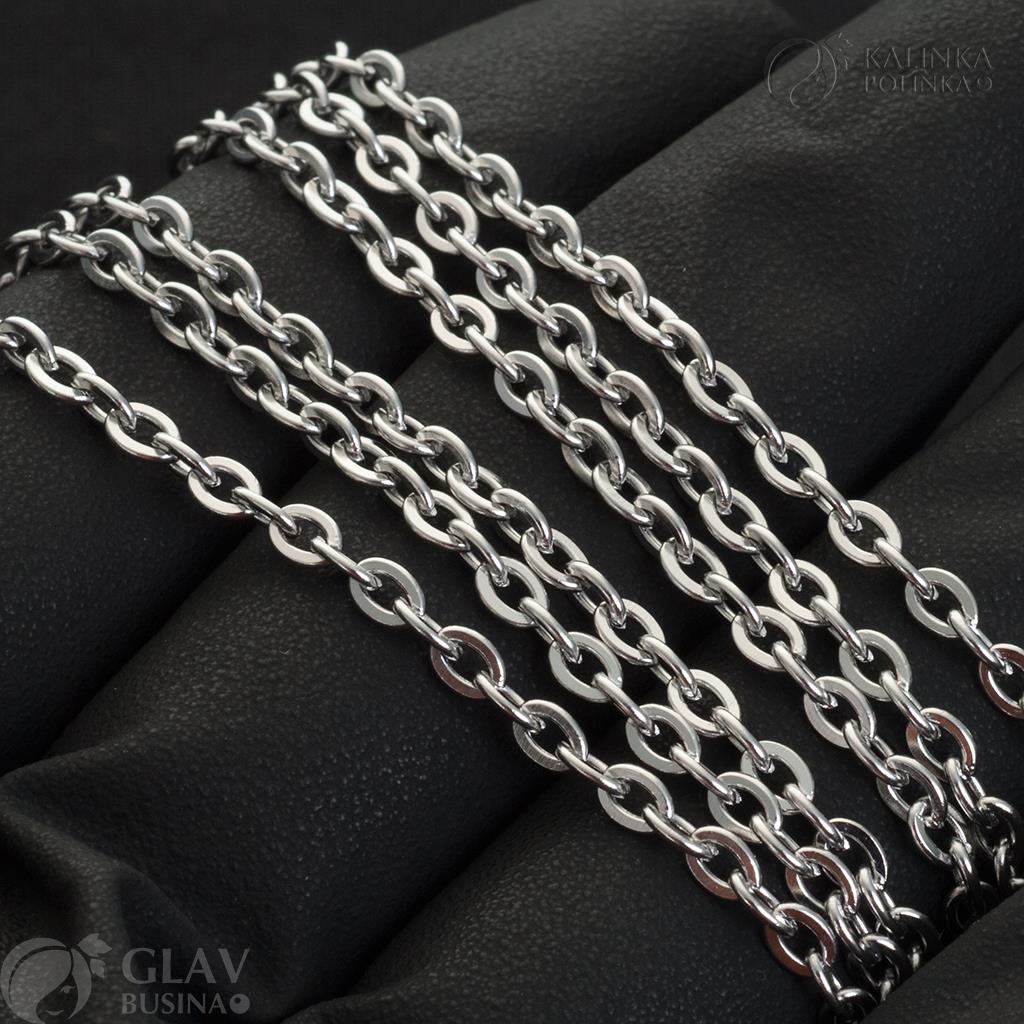 Цепь из хирургической стали, якорное плетение, р-р 4.5х3х0.8мм.