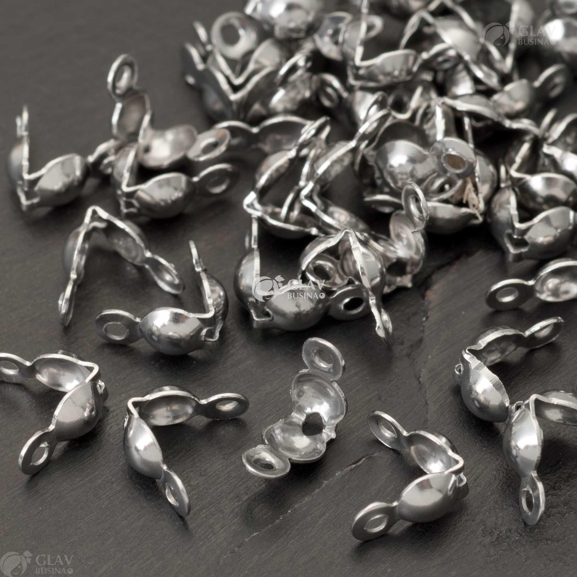 ОПТ (200 шт) Скуфейки раскладушки из хирургической стали, р-р 7х4мм, отв-е 1мм.