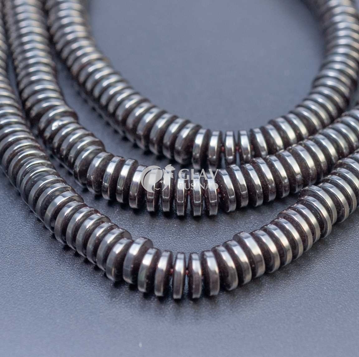 ОПТ (200 бусин) Бусина-хейши из немагнитного гематита, р-р 6х2мм, отв 1мм.