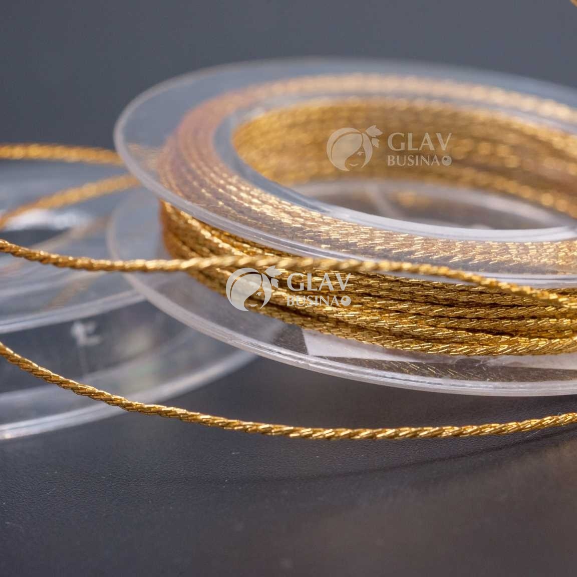 Полиэстровый шнур, 0.7мм, цвет золото, катушка 5м.