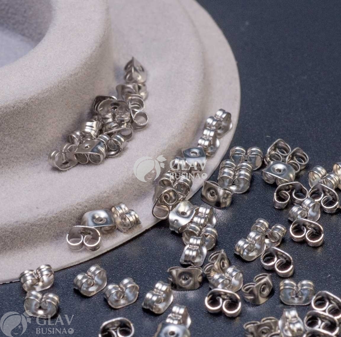 ОПТ (200 пар) Заглушки для сережек с округлым краем, р-р 3.5х5х3мм, хирургическая сталь.