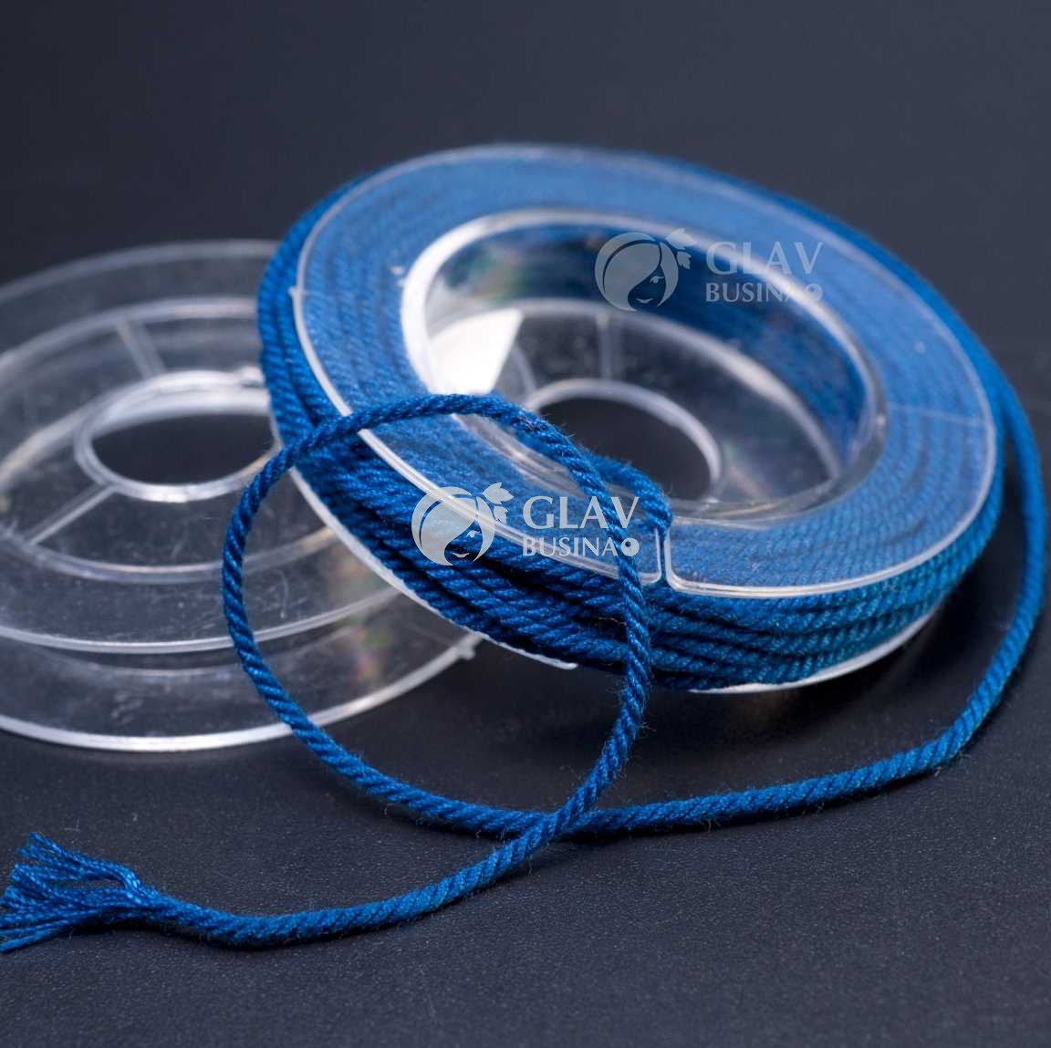 Полиэстровый шнур, текстура хлопка, 1мм, цвет темно-синий, катушка 5м.