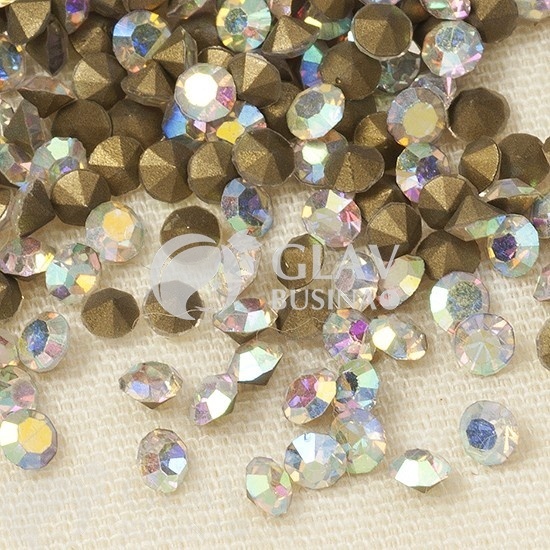 ОПТ (10 упак) Стразы ювелирные, хрусталь, бесцветные с радужным покрытием, ss6 (2мм), в упаковке 50 шт.