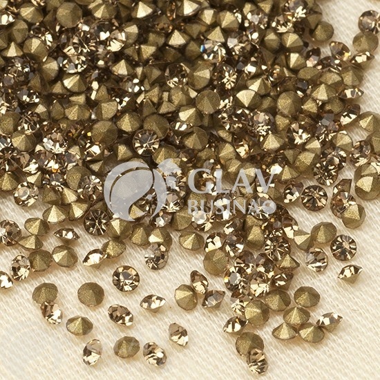 ОПТ (50 упак) Стразы ювелирные, хрусталь, цвет золотистый, ss4 (1.7мм), в упаковке 50 шт.
