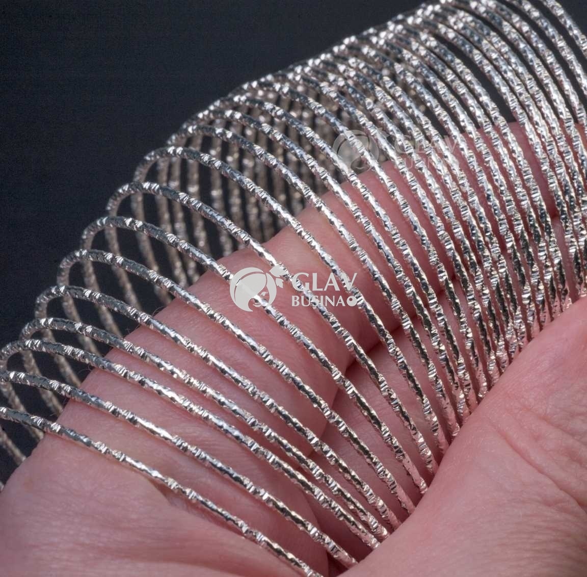 ОПТ (50 витков) Текстурная латунная основа для браслета, цвет серебро, толщина 1.2мм, диам. 60 мм.