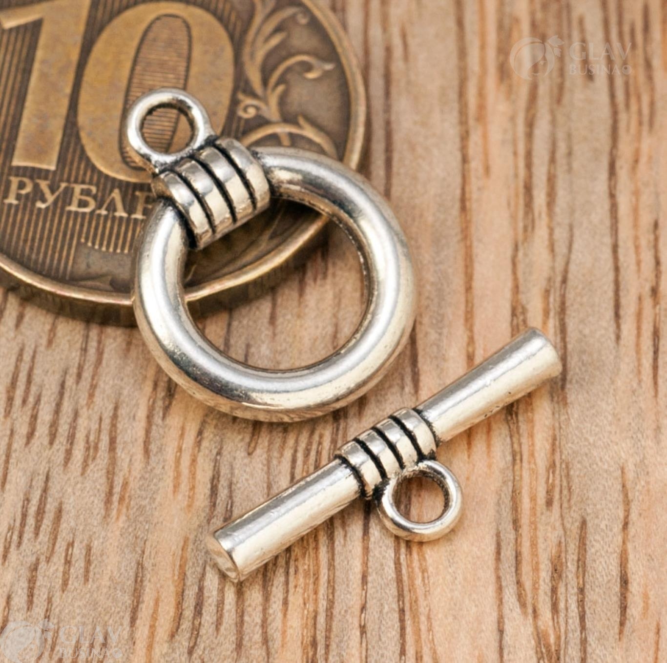 ОПТ (30 шт) Замок-тогл, кольцо 18х14мм, палочка 19мм, отв-я 2мм, сплав, цвет чернёное серебро.