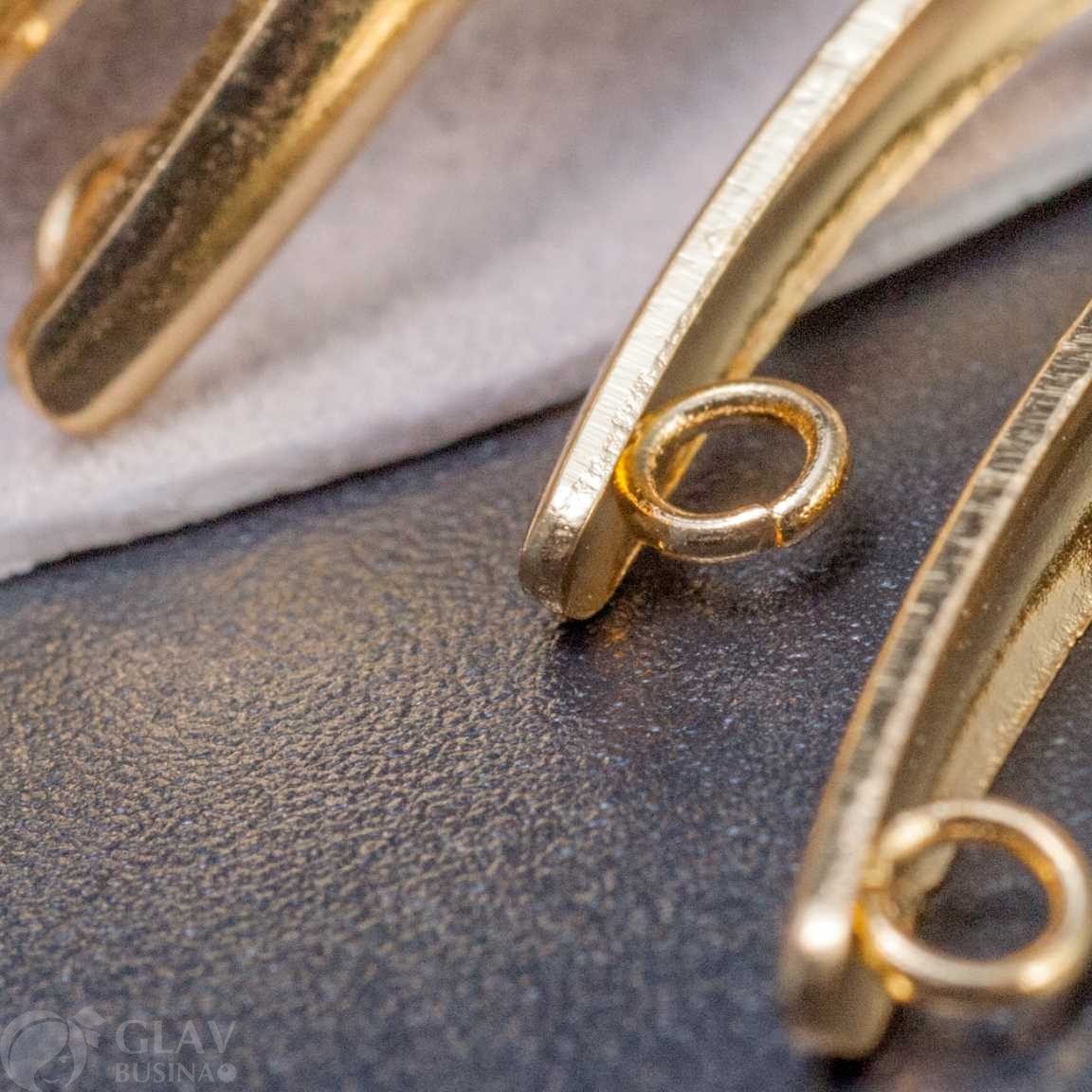 Швензы-пуссеты из полированной хирургической стали, цвет золото, р-р 15х3х1мм, штифт 10х0.8мм, отв. 2мм.