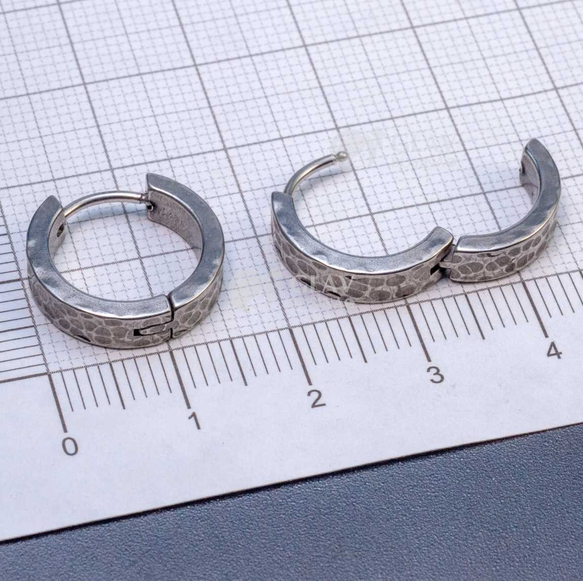 Швензы-бублики, узор-метеорит, хирургическая сталь, внутр. диам. 12мм, толщина 4мм.