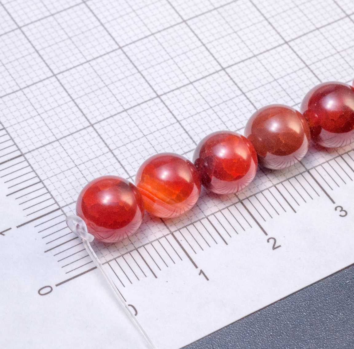 ОПТ (10 ниток) Нитка гладких прозрачных бусин агата, шар, 8мм, отв 1,6м, цвет тонирования ирландский кофе (красновато-коричневый с молочными прожилками), в нитке 23 бусины / 18см.