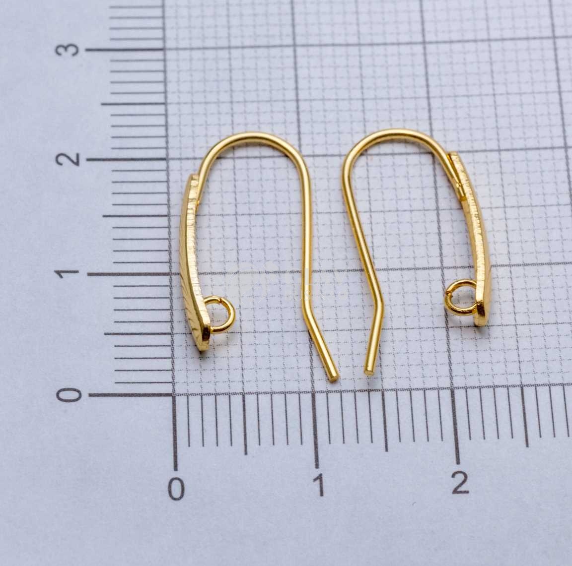 Швензы крючки стальные, натуральная позолота 18K, длина 21мм, штифт 0.7мм, петля разъемная 2мм.