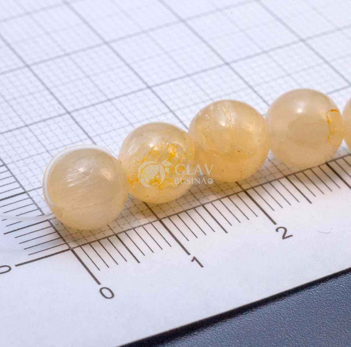 ОПТ (100 бусин) Шелковый нефрит, бусина-шар, диам. 8мм, отв-е 1мм, цвет желтый.