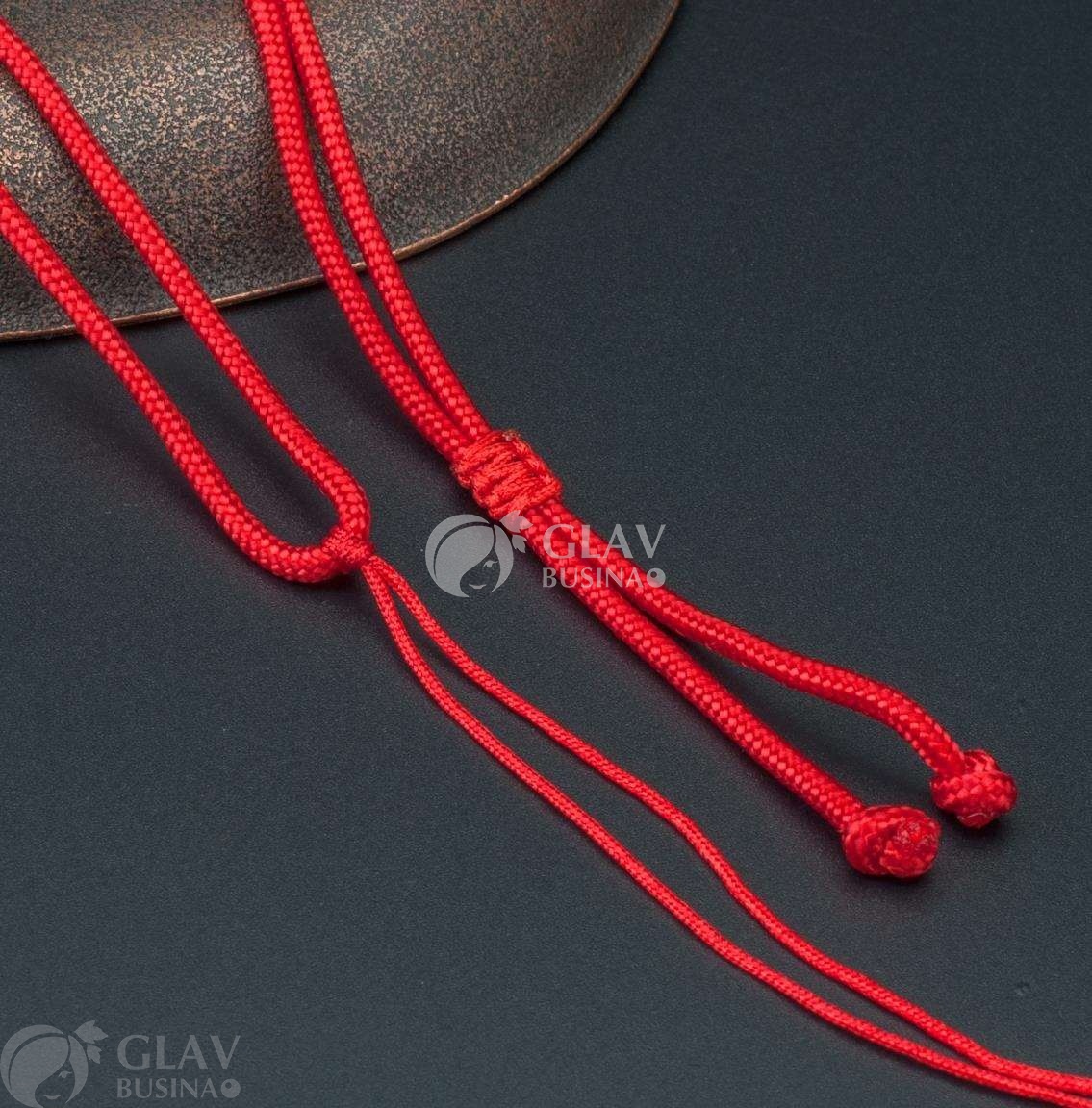 ОПТ (100 шт) Основа для колье из красного полиэстрового шнура, шнур 2,5мм х 64см, плетеная стоперная бусина, бейл-ниточка.
