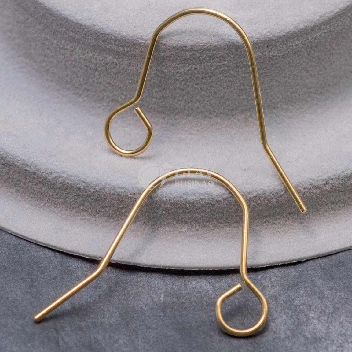 Швензы-крючки, натуральная позолота 18K, р-р 20х0.9мм, отв-е петли 4.6мм, долговечные, хирургическая сталь.