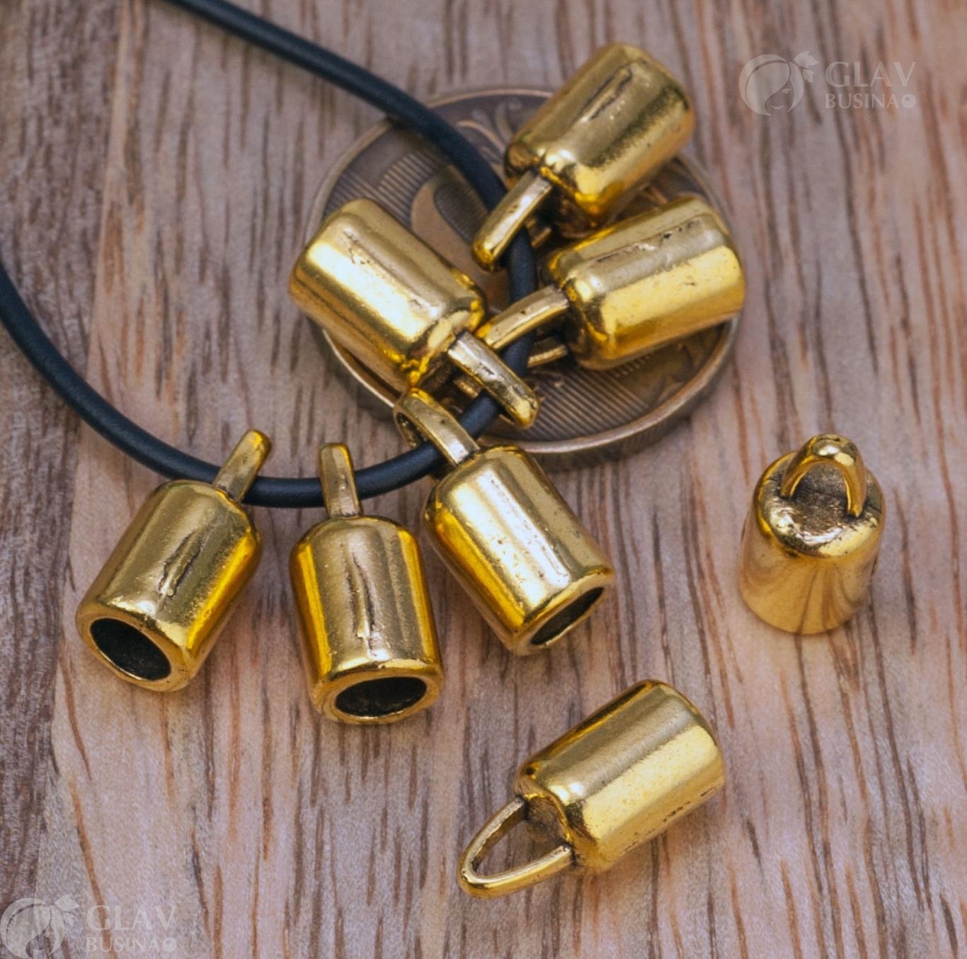 ОПТ (20 шт) Концевик под шнур 4мм, р-р 14х6.5мм, отв-е 2х4мм, сплав, цвет античное золото.