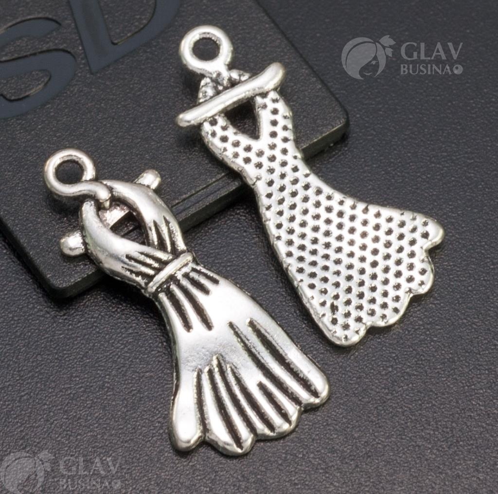 Подвеска Платье, односторонняя, р-р 25х11х2.5мм, отв-е 1.5мм, бижутерный сплав, цвет чернёное серебро.