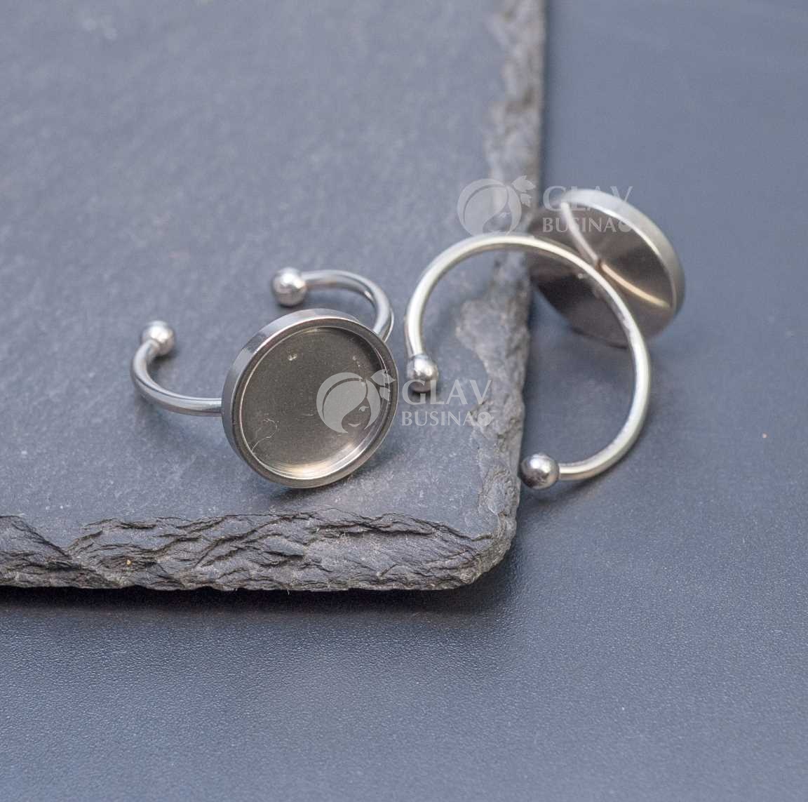 Основа кольца, сеттинг 12 мм с толстым бортиком, универсальный размер, нержавеющая сталь.