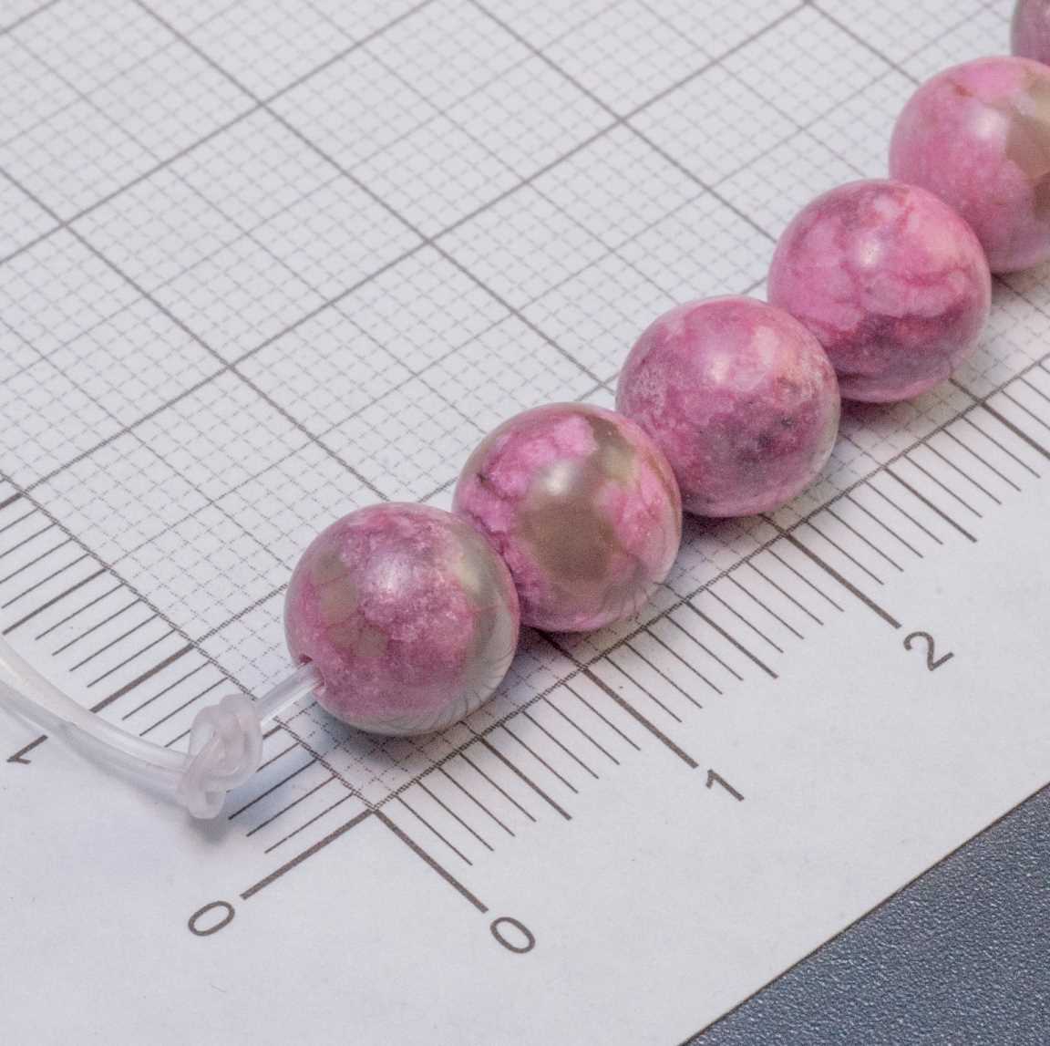 Нитка бусин кружевного агата, диам. 8мм, отв-е 0,8мм, длина 18,5 см / 23 бусины, цвет розовый, тонированные.