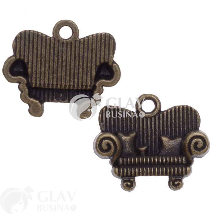 ОПТ (10 упак) Подвеска Диванчик, цвет бронза, р-р 16.5х13.9х3мм, в упаковке 6шт.